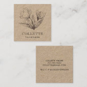Handmade Flower Logo Kraft Vierkante Visitekaartje (Voorkant / Achterkant)