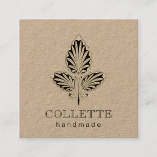 Handmade Flower Logo Kraft Vierkante Visitekaartje
