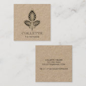 Handmade Flower Logo Kraft Vierkante Visitekaartje (Voorkant / Achterkant)