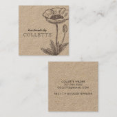 Handmade Flower Logo Kraft Vierkante Visitekaartje (Voorkant / Achterkant)