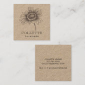 Handmade Flower Logo Kraft Vierkante Visitekaartje (Voorkant / Achterkant)
