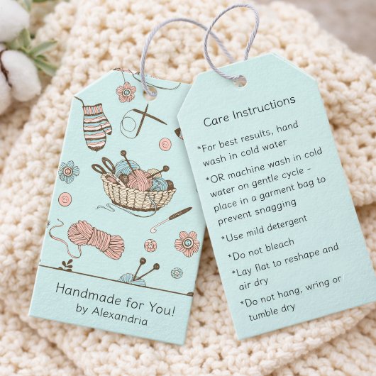 Handmade for You Crochet/Knit Care Instructions Cadeaulabel