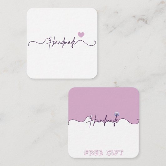 Handmade Free Gift Floral Small Business Packaging Informatiekaartje (Voorkant / Achterkant)