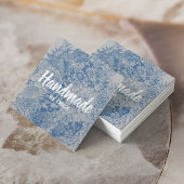 Handmade Gift  Blue Floral Vierkante Visitekaartje