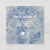 Handmade Gift  Blue Floral Vierkante Visitekaartje (Achterkant)