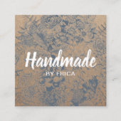 Handmade Gift  Floral Rustic Kraft Vierkante Visitekaartje (Voorkant)