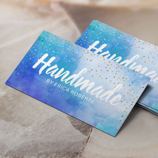 Handmade Gift Gold Confetti Elegant Waterverf Visitekaartje