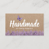 Handmade Gift Rustic Kraft Lavender Floral Visitekaartje (Voorkant)