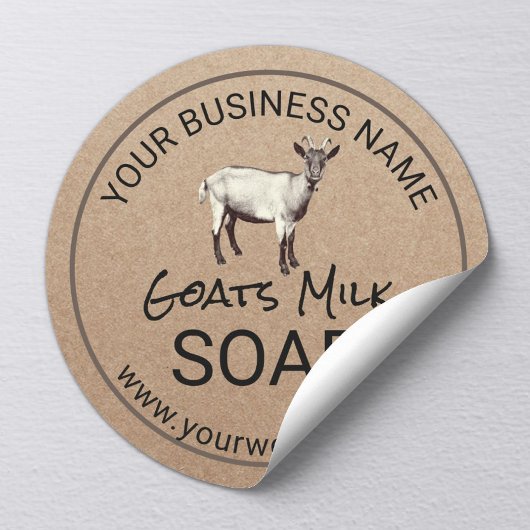 Handmade Goats Milk Soap Rustic Kraft Ronde Sticker