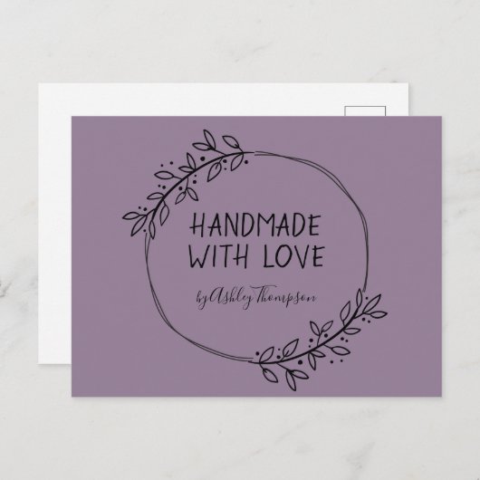 Handmade Greenery Wreath Earthy Paars Briefkaart (Voorkant / Achterkant)