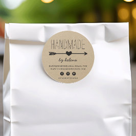 Handmade Heart | Rustic Kraft Kijk Ronde Sticker