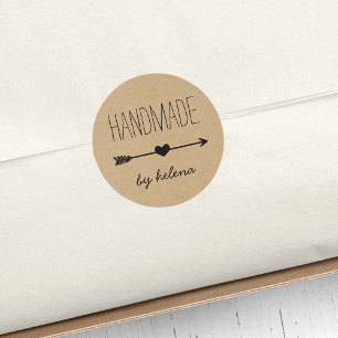 Handmade Heart   Rustic Kraft Kijk Ronde Sticker