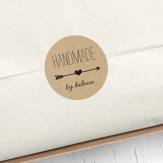 Handmade Heart | Rustic Kraft Kijk Ronde Sticker