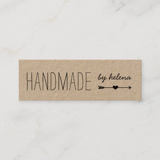 Handmade Heart | Rustic Kraft Mini Visitekaartje (Voorkant)