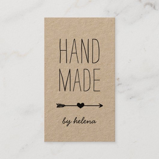 Handmade Heart | Rustic Kraft Vertical Visitekaartje (Voorkant)
