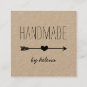 Handmade Heart | Rustic Kraft Vierkante Visitekaartje (Voorkant)
