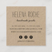 Handmade Heart | Rustic Kraft Vierkante Visitekaartje (Achterkant)