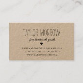 Handmade Heart | Rustic Kraft Visitekaartje (Achterkant)