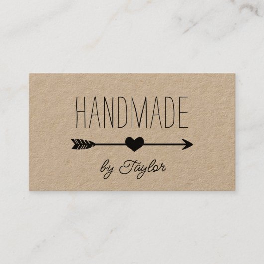 Handmade Heart | Rustic Kraft Visitekaartje (Voorkant)