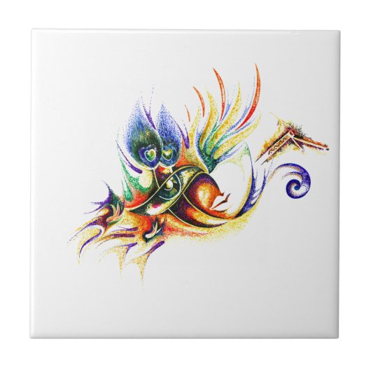 Handmade Ink Drawing of Lord Krishna Tegeltje (Voorkant)