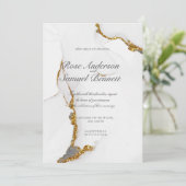 Handmade Ink Glitter Chic Gold Wedding Invitation Kaart (Staand voorkant)