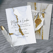 Handmade Ink Glitter Chic Gold Wedding Invitation Kaart