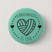 Handmade is Love Yarn Heart Ronde Button 5,7 Cm (Voorkant)