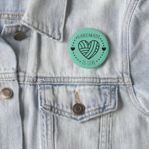 Handmade is Love Yarn Heart Ronde Button 5,7 Cm
