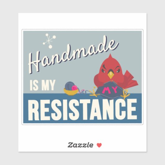 Handmade is My Resistance-Blue Rectangle sticker (Vel)