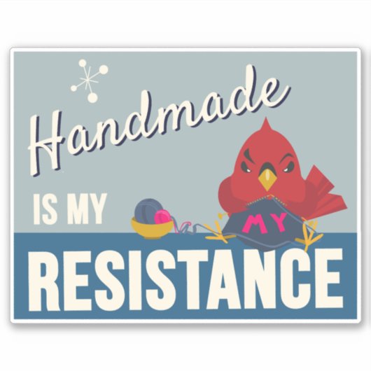 Handmade is My Resistance-Blue Rectangle sticker (Voorkant)