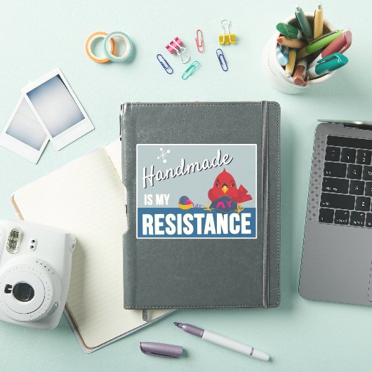 Handmade is My Resistance-Blue Rectangle sticker (iPad Cover)