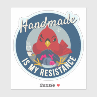Handmade is My Resistance Blue Round Badge Sticker