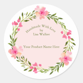 Handmade Item Label Wreator & Light Roze Sticker