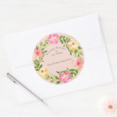 Handmade Item Roos met Blush Center Ronde Sticker (Envelop)