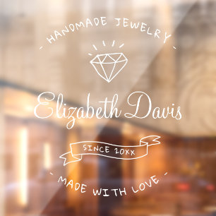  Handmade Jewelry Boho Professional Logo Business Raamsticker