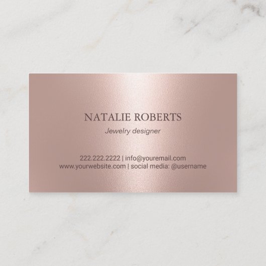 Handmade Jewelry Bright Diamond Blush Roos Gold Visitekaartje (Achterkant)