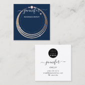 Handmade Jewelry Custom Logo Gold Blue Navy Vierkante Visitekaartje (Voorkant / Achterkant)