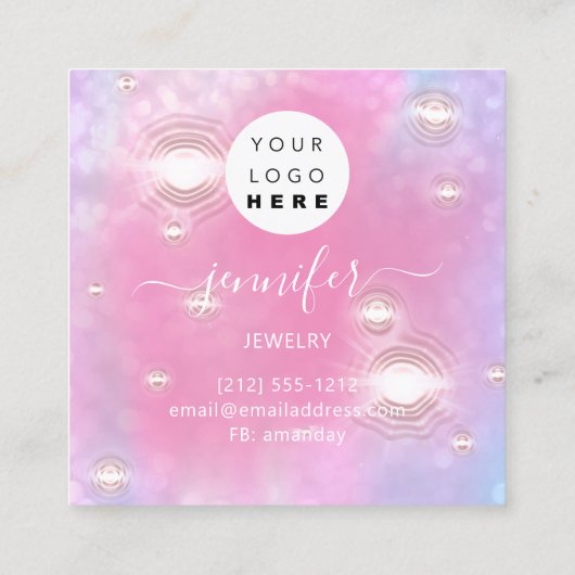 Handmade Jewelry Custom Logo Holograph Future Vierkante Visitekaartje (Achterkant)