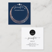 Handmade Jewelry Custom Logo Roos Gold Blue Navy Vierkante Visitekaartje (Voorkant / Achterkant)