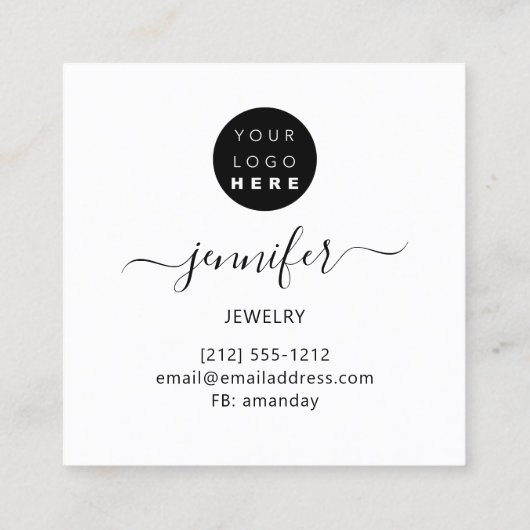 Handmade Jewelry Custom Logo Roos Gold Blue Navy Vierkante Visitekaartje (Achterkant)