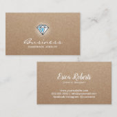 Handmade Jewelry Diamond Logo Elegant Kraft Visitekaartje (Voorkant / Achterkant)