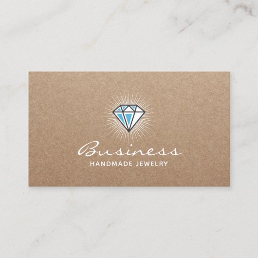 Handmade Jewelry Diamond Logo Elegant Kraft Visitekaartje (Voorkant)