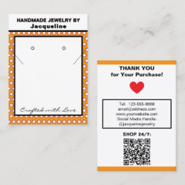 Handmade Jewelry Orange White Polka Dots Visitekaartje