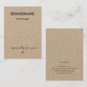 Handmade Jewelry Rustic Kraft Paper Earning Holder Visitekaartje (Voorkant / Achterkant)