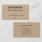 Handmade Jewelry Tiny Red Heart Rustic  Visitekaartje (Voorkant / Achterkant)