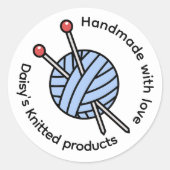 Handmade Knitting Personalized Ronde Sticker (Voorkant)