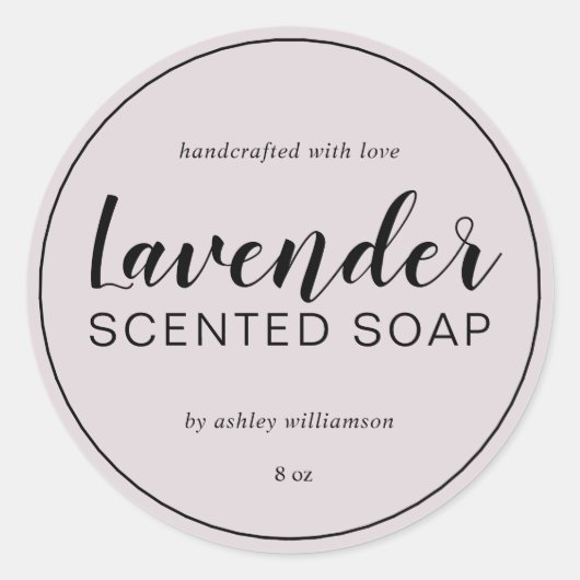 Handmade Lavender Soap Chic Calligraphy Paars Ronde Sticker (Voorkant)