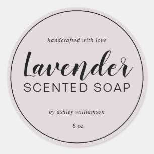 Handmade Lavender Soap Chic Calligraphy Paars Ronde Sticker