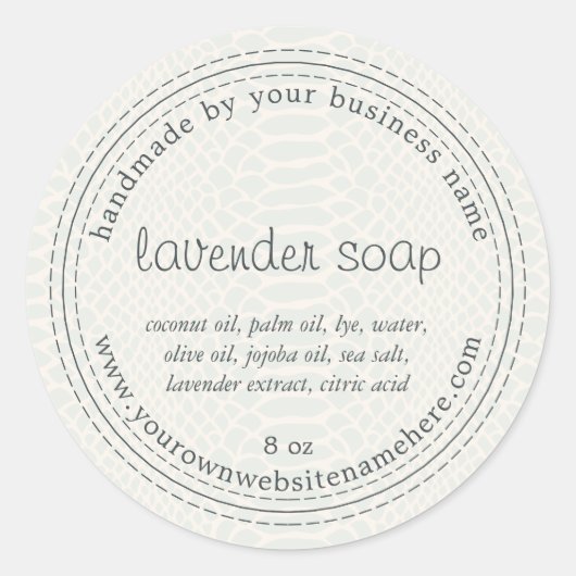Handmade Lavender Soap Green Snake Patroon Ronde Sticker (Voorkant)