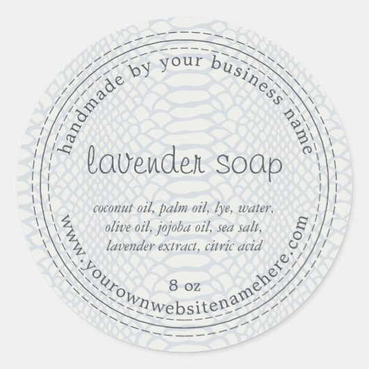 Handmade Lavender Soap Pastel Blue Snake Patroon Ronde Sticker (Voorkant)